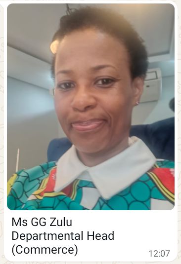 Ms G.G. Zulu — HOD Commerce, Umfolozi High School