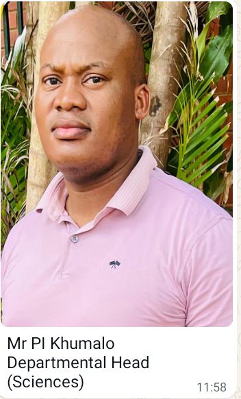 Mr P.I. Khumalo — HOD Sciences, Umfolozi High School